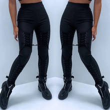 Calça casual feminina da primavera com cintura alta, peça calça justa e justa preta, 2021 2024 - compre barato