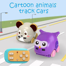 1:32 Remote Control Car for Baby Cartoon Animals Track Cars Owl Four-way Obstacle Avoidance Follow Wireless Remote Control Toy 2024 - buy cheap
