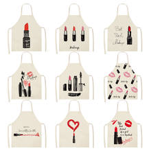 Lipstick Kitchen Aprons for Women Cotton Linen Lips Bibs Household Cleaning Pinafore Home Cooking Aprons 2024 - buy cheap