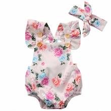 Pelele para bebé recién nacido, mono Floral para niña pequeña, trajes con diadema, ropa para bebé sin mangas, traje informal de 0 a 24M 2024 - compra barato