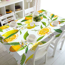 Chique watercolored limão padrão pano de mesa tropical limão folhas toalhas de mesa à prova dsqágua squre retângulo capa de mesa decoração de casa 2024 - compre barato