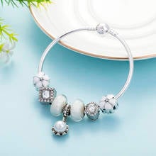 Fashion Flower Blossom Water Drops Crystal Glass Beads Bracelet Bangle Jewelry Original Pearl Charms Bracelets For Women 2024 - buy cheap