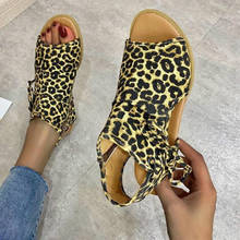 Sandálias retrô femininas de verão, sapatos dedo aberto leopardo, zíper costurado, casual, praia plus size 37 a 41, 2021 2024 - compre barato