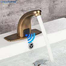 Grifos de lavabo con Sensor inteligente para baño, montaje en cubierta, grifo infrarrojo automático, mezclador táctil de manos libres, batería de alimentación de CC, grifo dorado moderno 2024 - compra barato