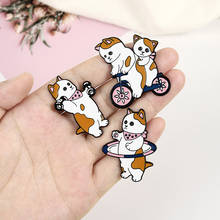 Funny Cats Enamel Pin Custom Cat Egg Bike Dumbbells Sports Brooches Bag Lapel Pin Cartoon Badge Jewelry for Kids Friends 2024 - buy cheap