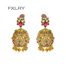 FXLRY European and American retro color zircon bell earrings creative color court ladies earrings Jewelry 2024 - buy cheap