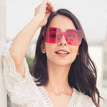Новые большие модные солнцезащитные очки унисекс «один в одном» прозрачные квадратные градиентные солнцезащитные очки для женщин и мужчин 2024 - купить недорого