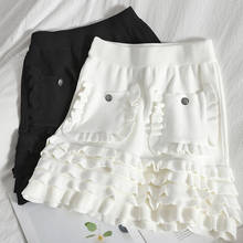 2021 Spring Summer Designer Runway Knitted Skirts Womens Elegant Ruffles A-line Cake Mini Skirt 2024 - buy cheap