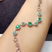 new charming green emerald gemstone bracelet women fine jewelry natural real gem cost-effective 925 sterling silver girl gift 2024 - buy cheap