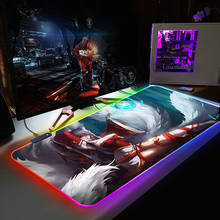 Mousepad rgb grande com retroiluminação para jogos, tapete para teclado e mesa, design personalizado lol ahri 2024 - compre barato