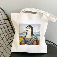 Mona Lisa Shoulder Canvas Bags Harajuku New Funny Crossbody Bag Retro Casual shopping bag Handbag Cartoon Ins Women Bag Purse 2024 - buy cheap