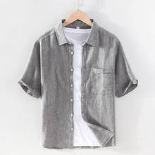 Camisa masculina de manga curta lisa, camisa de marca da moda com manga curta para homens, camisa para verão com novo estilo 2024 - compre barato