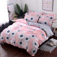 Home Textile Pink Gray Flower Pattern Bedding Set Duvet Cover Bed Sheet Pillowcase Bed Linens King Full Size Bedclothes 3/4Pcs 2024 - buy cheap