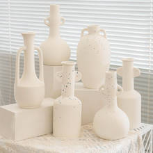 Florero de cerámica de estilo nórdico para decoración del hogar, jarrón blanco para decoración de habitación, estilo rústico 2024 - compra barato