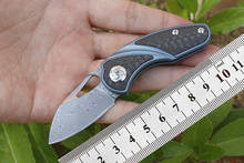 Damascus Folding Knife Mini Survival Knife Titanium Handle + Carbon Fiber EDC Camping Military Knife Outdoor Combat Knifes 2024 - buy cheap