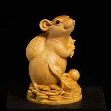 XS137-7 см ручной резной резьба из самшита статуэтка животного домашний декор-богатая скульптура крысы народные поделки 2024 - купить недорого
