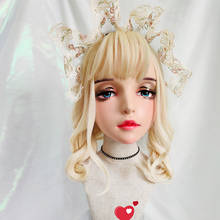 (Yi-04) vestido cruzado de resina de media cabeza Kigurumi BJD Eyes Cosplay Anime japonés máscara de Lolita con ojos y peluca 2024 - compra barato