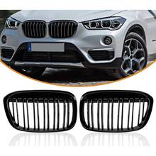 Gloss Black Front Bumper Kidney Grill Grilles for BMW X1 F48 F49 2016-IN XDrive Double Line M Look 51117383363 51117383364 2024 - buy cheap