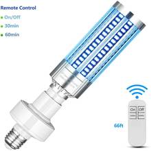 Lâmpada germicida uv 60w 2020, lâmpada led uvc e27 de controle remoto para matar vírus, bactérias ácaros
