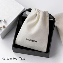 100pcs custom business logo drawstring bag chic small pouches personalized jewelry packaging wedding favor Cotton canva bags 2024 - buy cheap