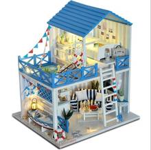 Provence DIY Artesanato Em Madeira Em Miniatura Dollhouse Voice-activated LED Light & Música com Capa Casa de Boneca Brinquedos Para Crianças 2024 - compre barato