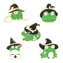 Green Cute Cartoon Frog Hard Enamel Pins Collecting Magic Hat Animal Metal Cartoon Brooch Backpack Bag Hat Collar Lapel Badges 2024 - buy cheap