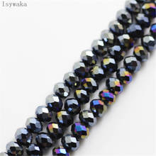 Isyaka-miçanga de vidro preto, cor ab, 6x8mm, 65 peças, rondelle, áustria, contas de vidro facetadas, espaçador solto, miçanga redonda para fabricação de joias 2024 - compre barato