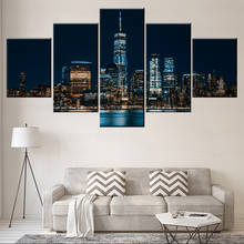 One World Trade Center At Night Painting 5 Piece Style Picture High Quality Canvas Print Type Home Decor Wall Artwork Poster 2024 - buy cheap