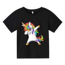 Camiseta de unicornio para niños y niñas de 4 a 14 años, Camiseta de algodón de estilo Harajuku, camiseta Simple de dibujos animados divertidos, camisetas negras, rosas y Rojas 2024 - compra barato