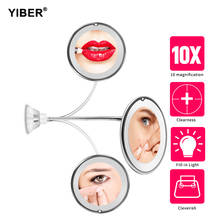 LED Mirror Makeup Mirror 10X Magnifying Vanity Mirror Adjustable 360-Degree Rotating Flexible Sucker espelho Shaving Mirror 2024 - buy cheap