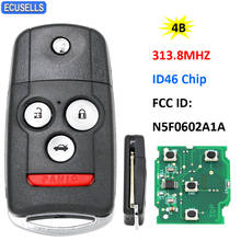 3+1/4 Button Remote Smart Car Key 313.8Mhz ID46 Chip for Acura MDX 2007-2013 RDX 2007-2012 FCC ID: N5F0602A1A with Uncut Blade 2024 - buy cheap