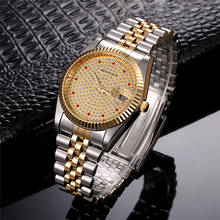 Reginald relógio masculino de luxo, relógio de pulso de diamante de aço inoxidável, moderno, quartzo 2024 - compre barato