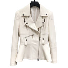 Maomaohair jaqueta de couro legítimo feminina, casaco de couro de vaca estilo dovetail para motocicleta primavera e outono 2024 - compre barato