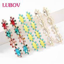 Lubov Wholesale New Gold Metal Colorful Crystals Long Dangle Drop Earrings Fashion Pendientes Jewelry Accessories For Women 2024 - buy cheap