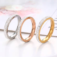Anéis finos de cristal minimalistas, joia versátil com zircônia cúbica brilhante diária para mulheres 2020 2024 - compre barato