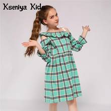 Kseniya Kids/Заводская распродажа; платье для девочек с открытыми плечами и воротником с рюшами на лямках для детей 2-9 лет 2024 - купить недорого