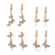 Hot Sale Butterfly Earrings Full Rhinestone Alloy Earrings Jewelry Woman Girl Hoop Earring Pendant Earrings 2024 - buy cheap