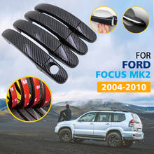 Черный цвет дверные ручки из углеродного волокна Накладка для Ford Focus MK2 MK2.5 2004 2005 2006 2007 2008 2009 2010 автомобильные аксессуары 2024 - купить недорого