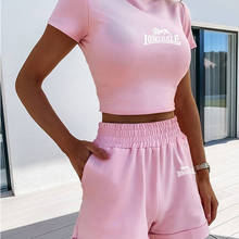 2020 Women Sets Summer Tracksuits Short Sleeve Top Shorts Suit Two Piece Set Sportswear Night Club Party Slim Outfits 2024 - buy cheap