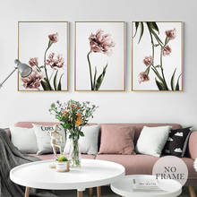 Póster de flores románticas nórdicas, pintura en lienzo, sala de estar de pared para imágenes artísticas, carteles en HD e impresiones, Rosa, Verde, decoración del hogar 2024 - compra barato