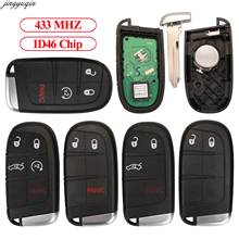 Jingyuqin 5x chave de carro com controle remoto, id46 pcf7953 chip 433mhz para dodge charger challenger, durango 300, 2/3/4/5, botão fob 2024 - compre barato