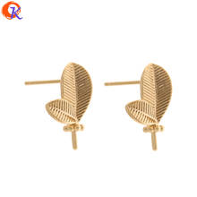 Cordial Design 40Pcs 9*15MM Earrings Stud/Hand Made/DIY/Genuine Gold Plating/Leaf Shape/Jewelry Accessories/Earring Findings 2024 - buy cheap