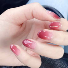 24pcs oval tipsy Gradient  Pink Color Fake Nails with designs nail tips Full Cover False Nail Art faux ongles unhas gift 2024 - buy cheap