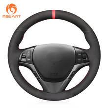 MEWANT Black Genuine Leather Suede Car Steering Wheel Covers for Hyundai Genesis Coupe 2010 2011 2012 2013 2014 2015-2016 2024 - buy cheap