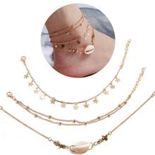 coxeer 3Pcs/Lot Fashion Anklet Set Beach Style Star Shell Decor Foot Jewelry Foot Chain Jewelry Accessories For Beach Travel 2024 - buy cheap