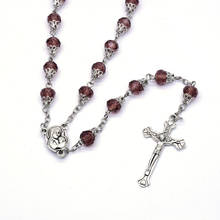 Contas de cristal violeta jerusalém jesus cruz colar católico presentes religiosos cristãos jóias acessórios presente 2024 - compre barato