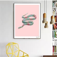 Печать на холсте настенная живопись художественный плакат скандинавский цветочный Змеиный розовый модульные картины спрей украшение дома рамка для гостиной 2024 - купить недорого