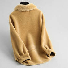 Женское пальто с натуральным мехом, осенне-зимняя куртка 2020, Женское пальто из овечьей шерсти, женское корейское пальто из натуральной шерсти, MY s 2024 - купить недорого