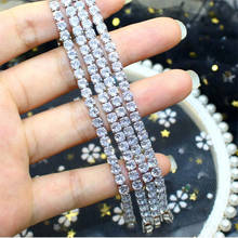 Pulseira de prata esterlina 925, joia de luxo, corte redondo, branca, aaaaa, zircônio cúbico, bracelete para amantes, presente 2024 - compre barato