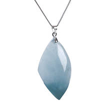Genuine Natural Blue Aquamarine Gemstone Crystal Bead Fashion Woman Men Suspension Natural Stone Pendant 45*25*9mm 2024 - buy cheap